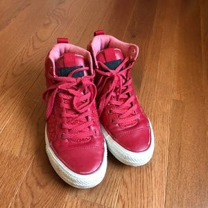 Red high-top sneakers